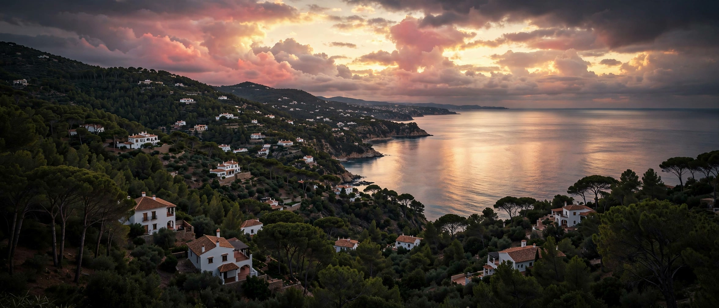 Costa del Sol coastline at sunset